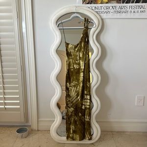 Zara asymmetrical limited edition green print satin dress